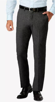 HAGGAR J.M. Mens Dress Pants Charcoal 32 x 32 Slim Fit 4-Way Stretch Flat Front