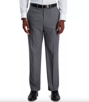 Haggar Men's 4-Way Stretch Classic Fit Expandable Pants 38 x 29 Grey Windowpane