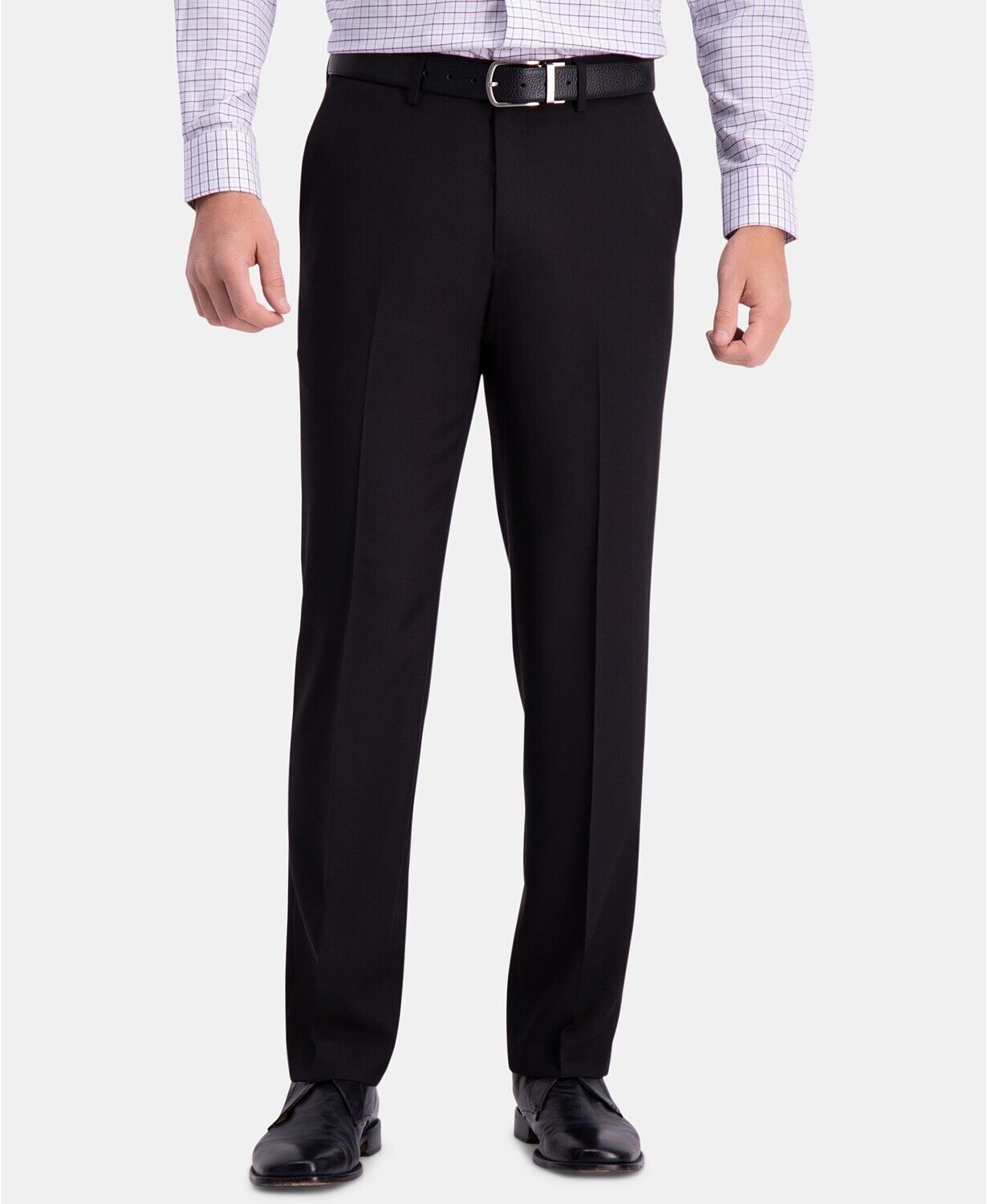 Men's Haggar Black Comfort Straight-Fit Flat-Front Dress Pants Black 33 X 32