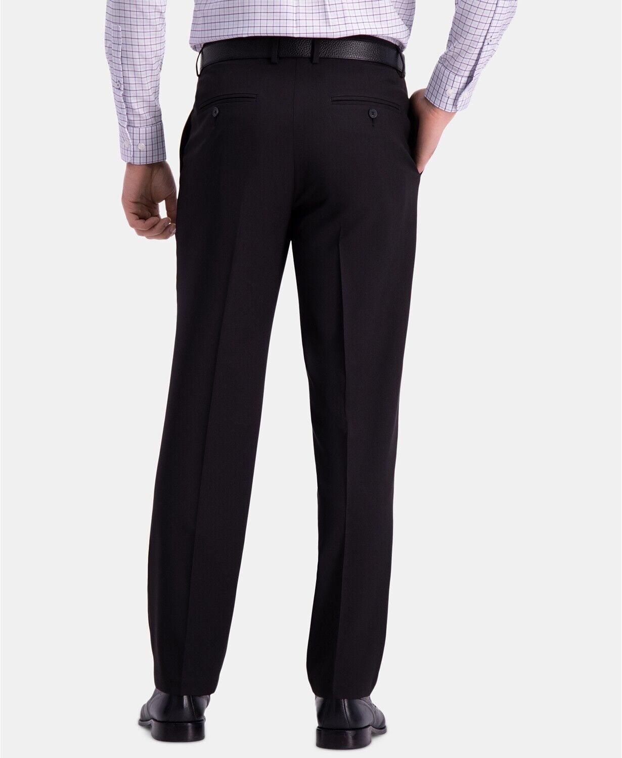 Men's Haggar Black Comfort Straight-Fit Flat-Front Dress Pants Black 33 X 32