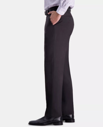 Haggar Mens Straight fit Dress Pants 36 / 34 Black Solid