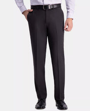 HAGGAR Mens Flat Front Stretch Straight Fit Pants Black 32 x 34