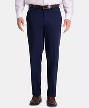 HAGGAR Men's Khaki Classic-Fit Stretch Wrinkle Resistant Flat Pants 38 x 32 Navy