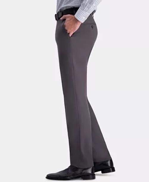Haggar Mens Slim fit Dress Pants 32 / 34 Charcoal Grey Solid Stretch