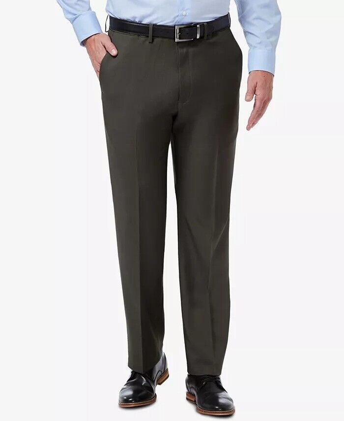 HAGGAR Men's Comfort Stretch Classic-Fit Flat Front Dress Pants 38 x 29 Charcoal