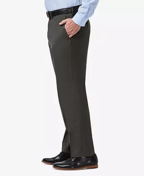 HAGGAR Men's Comfort Stretch Classic-Fit Flat Front Dress Pants 38 x 29 Charcoal
