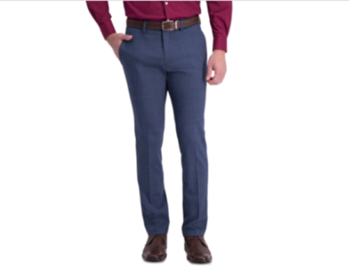 Kenneth Cole Reaction Mens Stretch Slim-Fit Dress Pant Plaid Blue 33 x 32