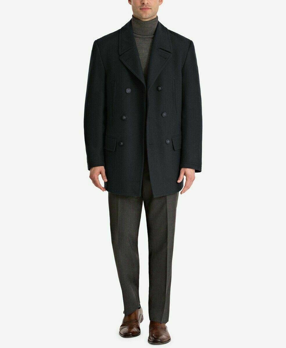 Lauren Ralph Lauren Luke Solid Wool-Blend Peacoat Coat 40L Navy Blue