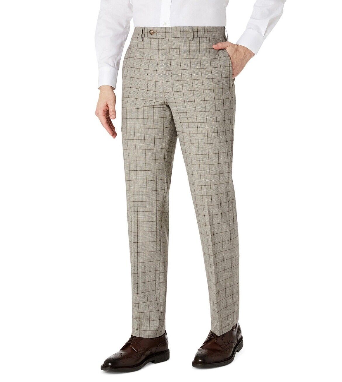 Lauren Ralph Lauren Men's Classic-Fit Plaid Pants 32 x 32 Tan Brown