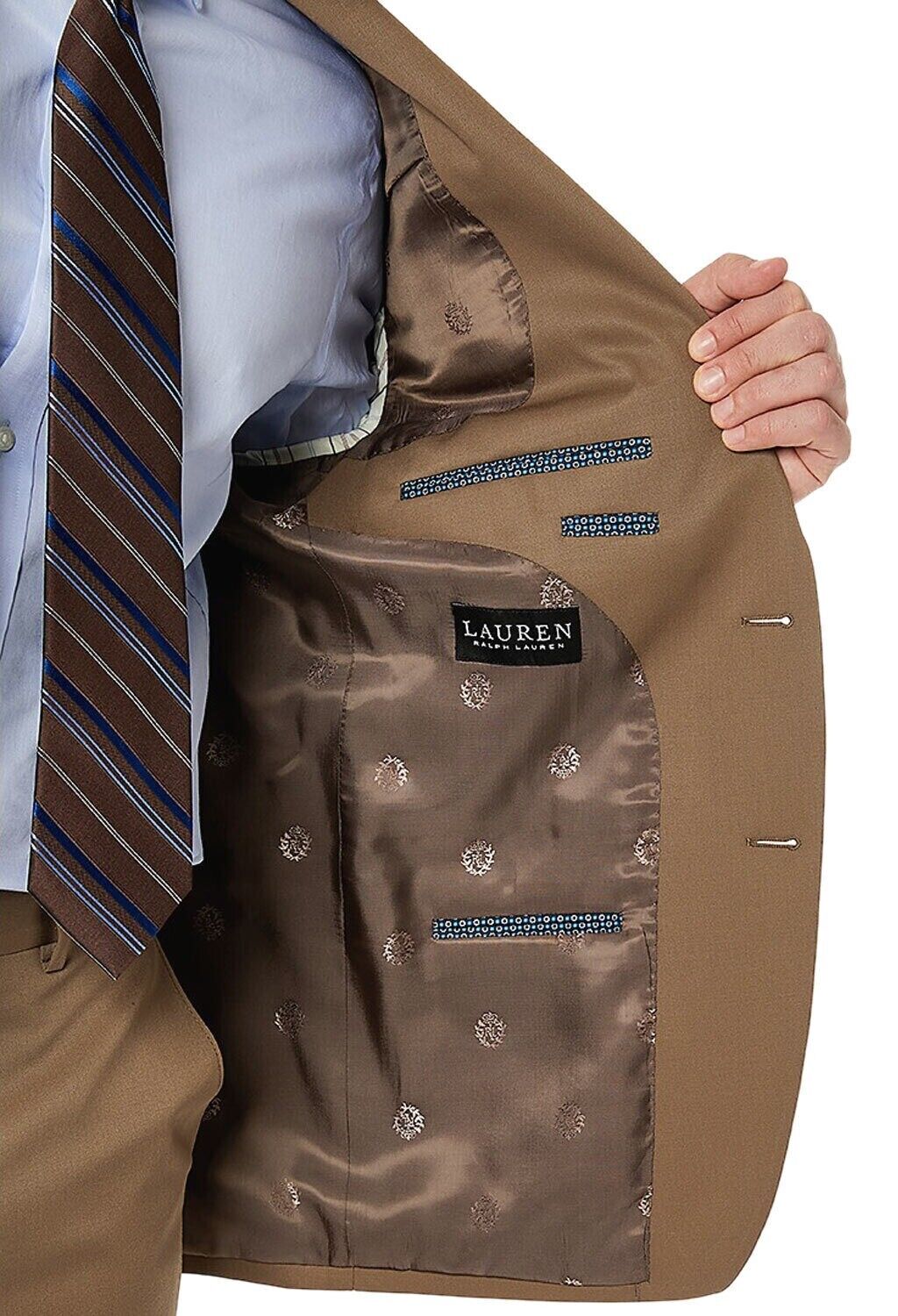 Lauren Ralph Lauren Men's Classic-Fit Wool Stretch Suit Jacket 46L Taupe