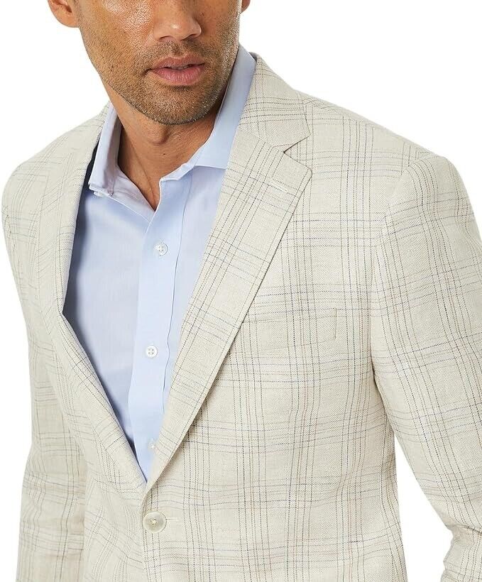 Lauren Ralph Lauren Men's Classic-Fit Ultraflex Linen Blazer 40R Cream Plaid