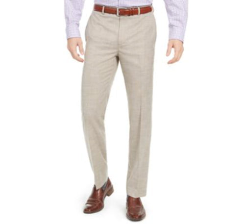 Lauren Ralph Lauren Men's Classic Fit Sharkskin Suit Dress Pants Tan 34 x 34