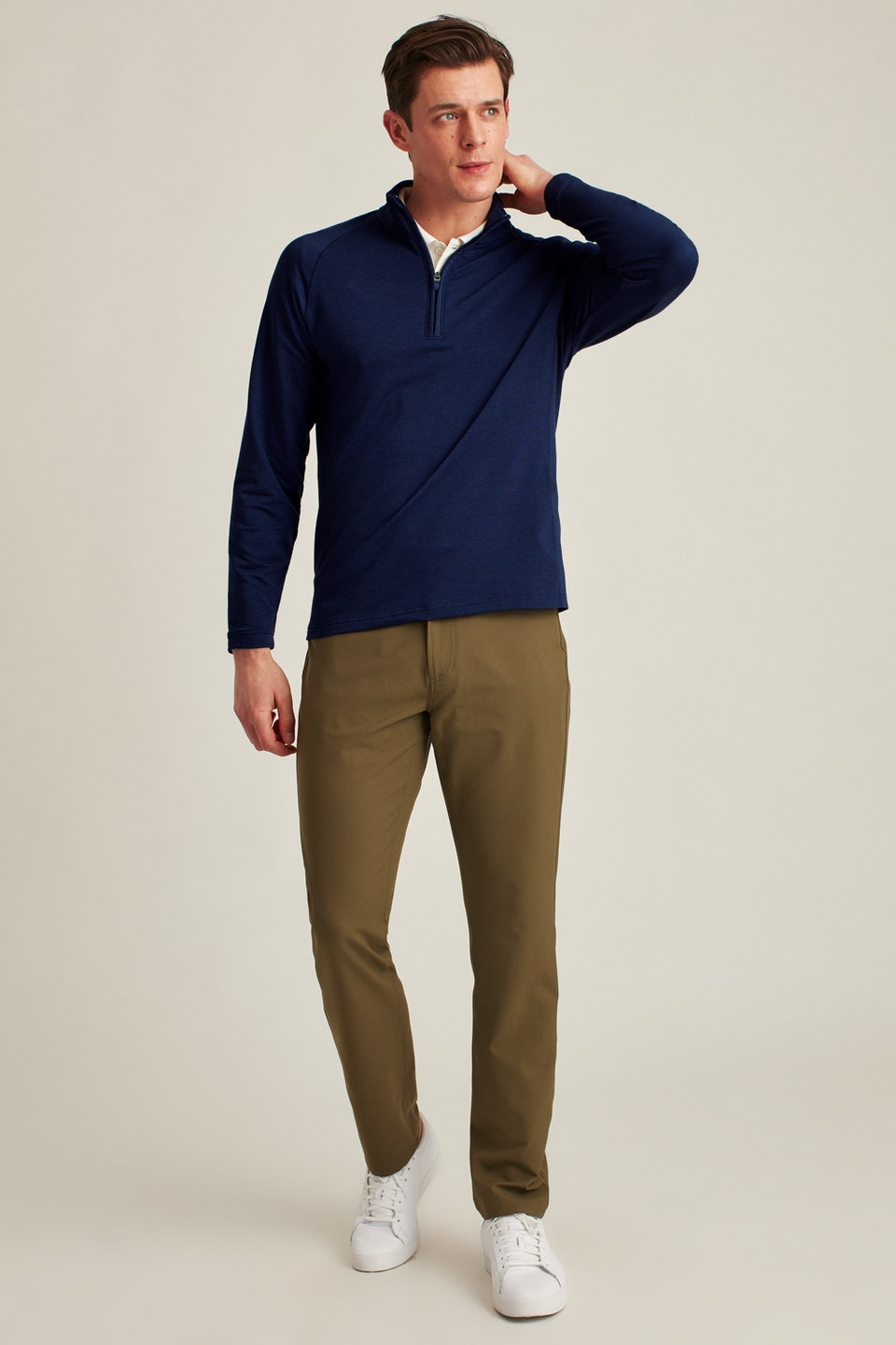 Bonobos Mens Slim fit Half Zip Sweatshirt Medium Blue Solid