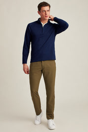 Bonobos Mens Regular fit Long Sleeve Half Zip Sweatshirt Small Navy Blue Solid