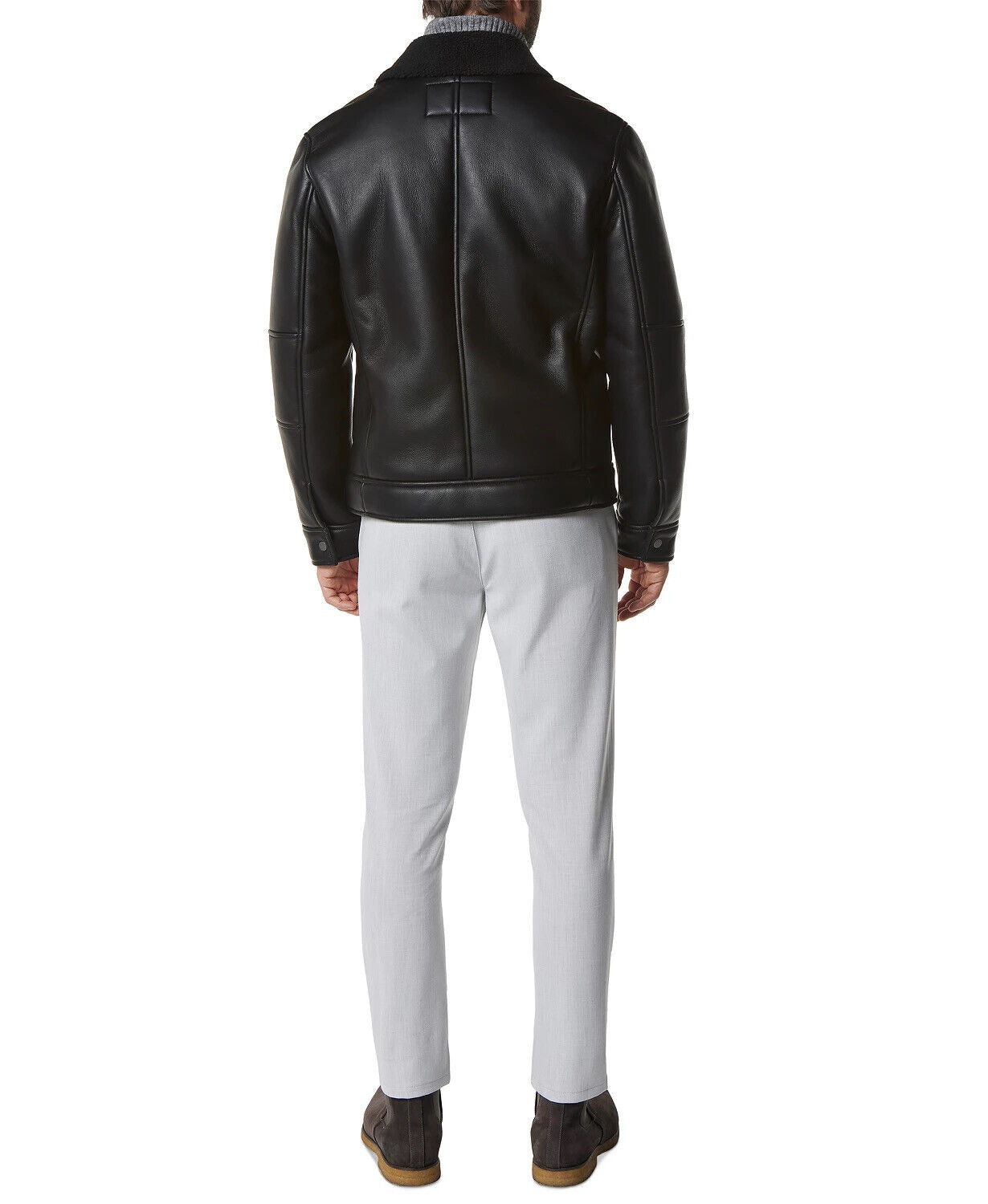 Marc New York Men's Asymmetrical Moto Jacket Faux-Shearling Collar Black 2XL XXL