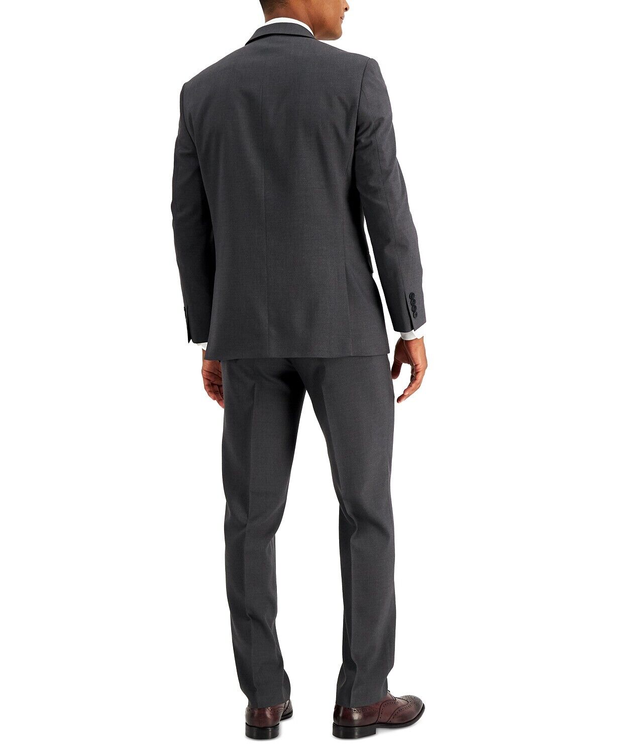 Andrew Marc Mens Slim fit 2 Piece Suit 42 S / 35 Waist Charcoal Grey Stretch