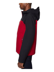 NAUTICA Men's Zip-Front Color Block Soft Shell Hoodie Jacket Small Black Red