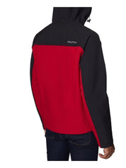 NAUTICA Men's Zip-Front Color Block Soft Shell Hoodie Jacket Small Black Red