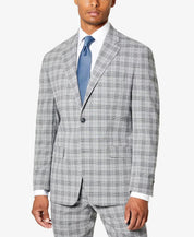 Sean John Men's Suit Jacket Grey Plaid 54L Classic Fit