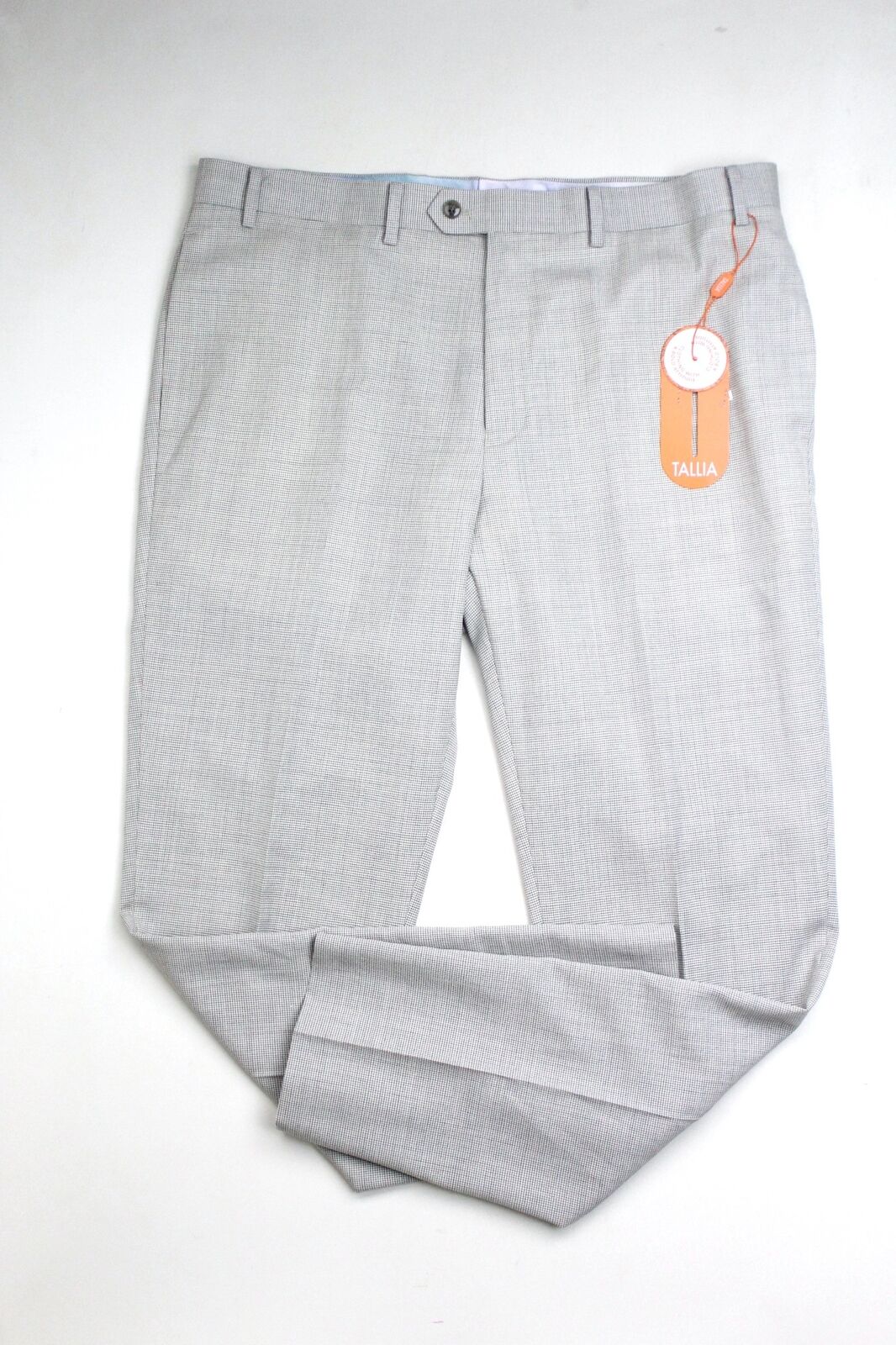 Tallia Mens Slim Fit Grey Tic Mini Check Dress Pants 34 x 32 Wool