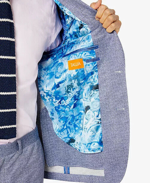 TALLIA Men's Slim-Fit Knit Suit Jacket Blue 40R Sport Coat