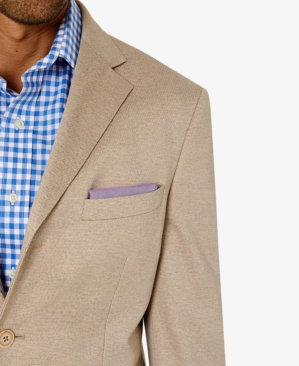 Tallia Men's Slim Fit Knit Suit Jacket Cream Size 36S Sport Coat