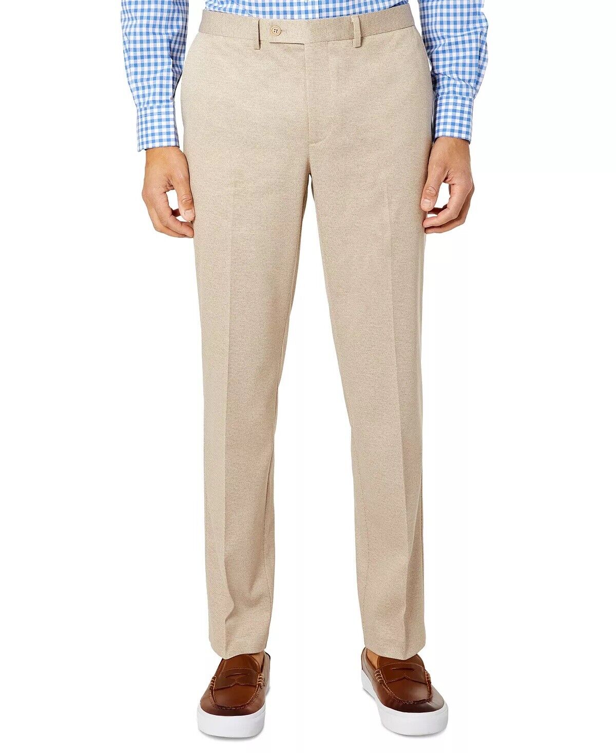 TALLIA Men's Slim-Fit Knit Dress Pants Beige Cream 38 x 30 Flat Front