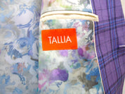Tallia Mens Slim Fit Linen Sport Coat Blazer 46R Purple Plaid