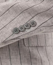 TALLIA Men's Slim-Fit Wide Stripe Light Gray Linen Suit Jacket 42S Sport Coat