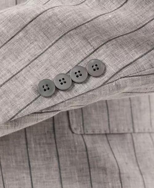 TALLIA Men's Slim-Fit Wide Stripe Light Gray Linen Suit Jacket 42S Sport Coat