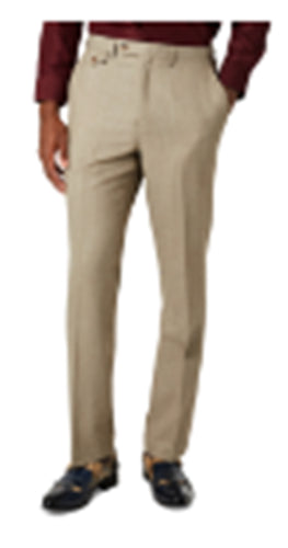 Tayion Collection Men's Dress Pants Taupe 32 x 30 Solid Classic-Fit Wool