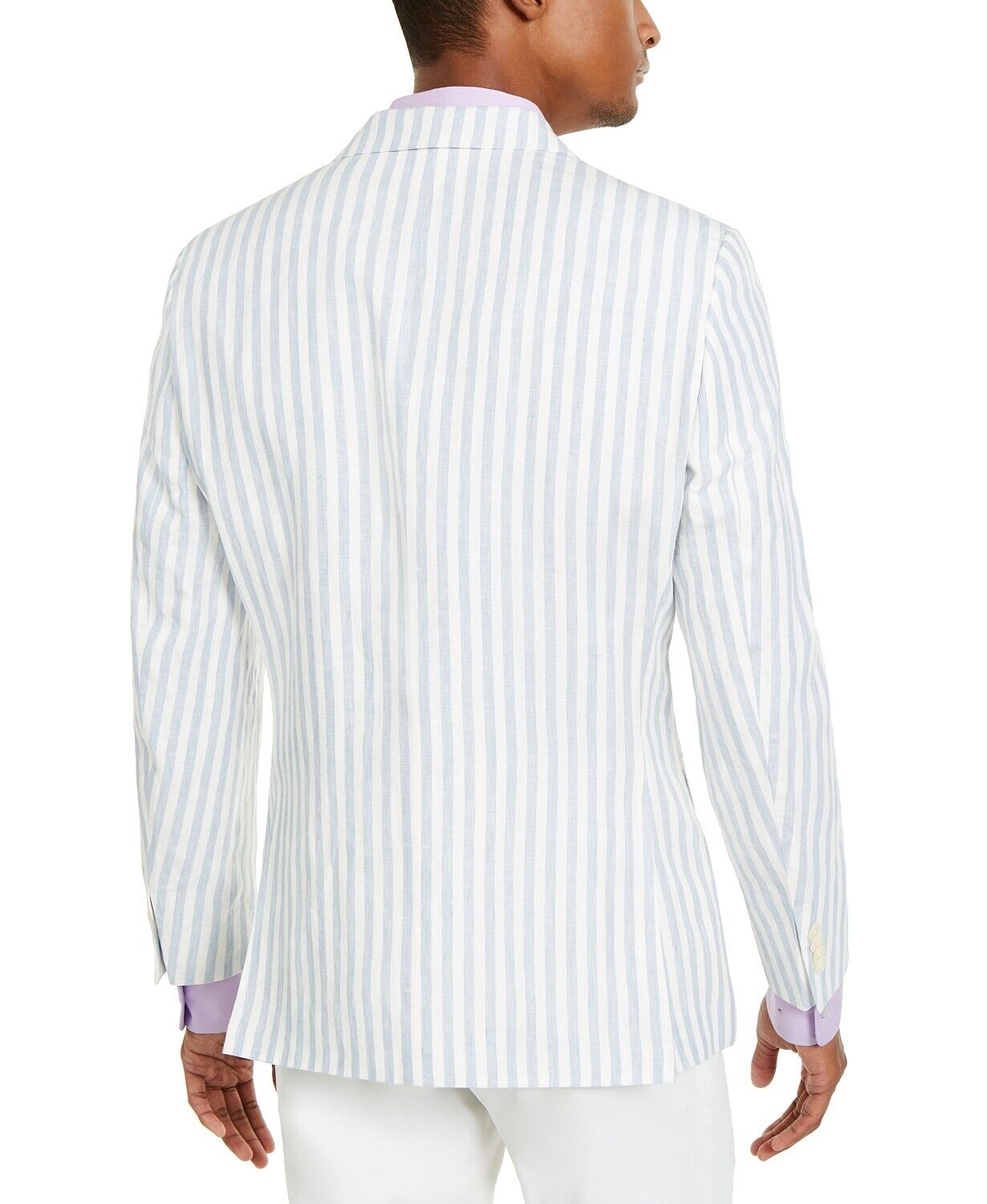 Tommy Hilfiger Men's Modern-Fit Blue White Stripe Sport Coat 40R Linen