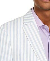 Tommy Hilfiger Men's Modern-Fit Blue White Stripe Sport Coat 40R Linen