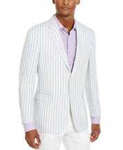 Tommy Hilfiger Men's Modern-Fit Blue White Stripe Sport Coat 40R Linen