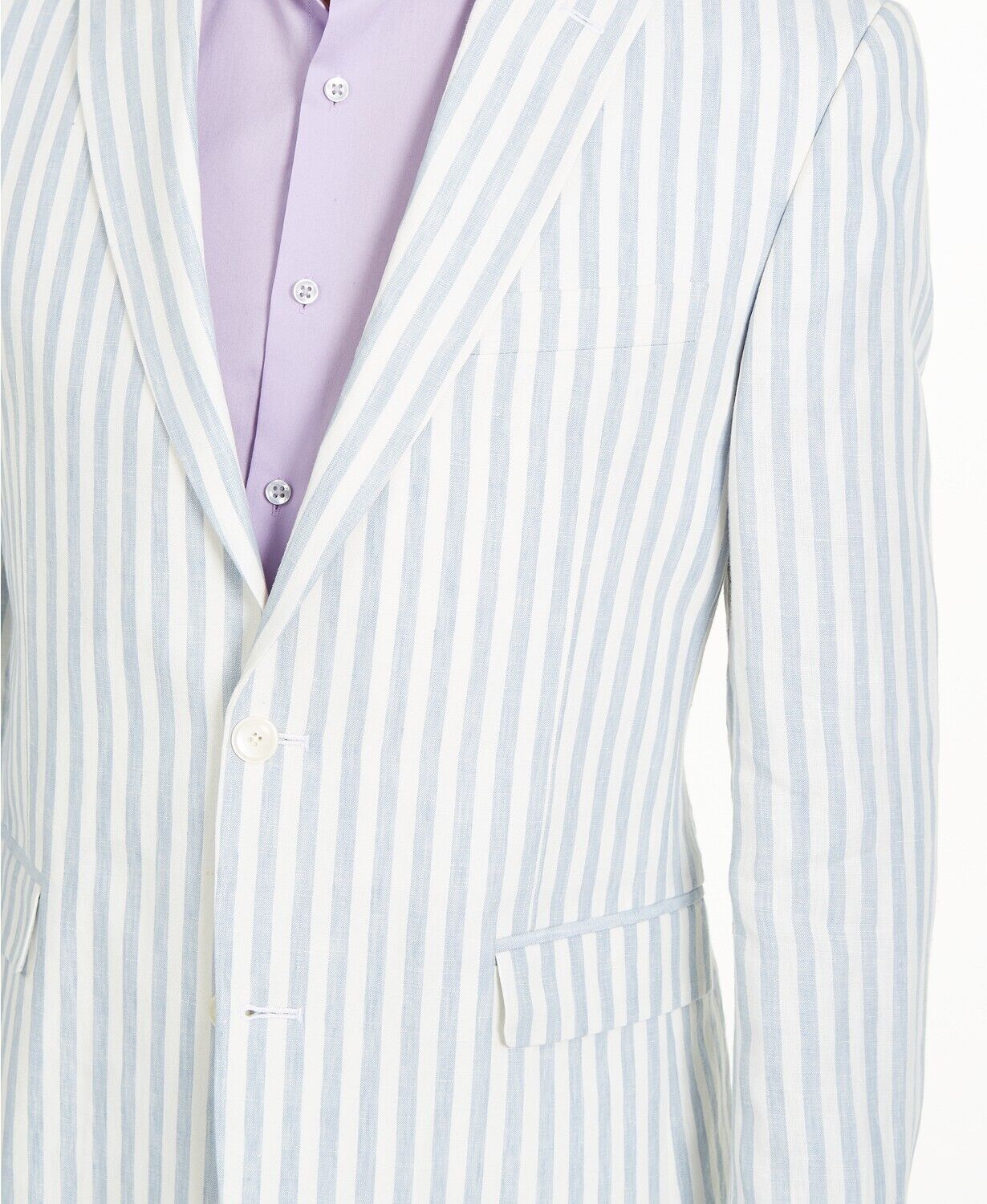 Tommy Hilfiger Men's Modern-Fit Blue White Stripe Sport Coat 40R Linen