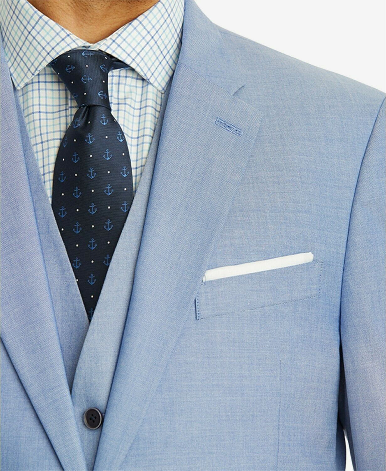 Tommy Hilfiger Modern-Fit Stretch Blue Chambray Suit Jacket 38R