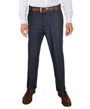 Tommy Hilfiger Men's Modern-Fit Stretch Check Dress Pants 30 x 30 Navy / Brown