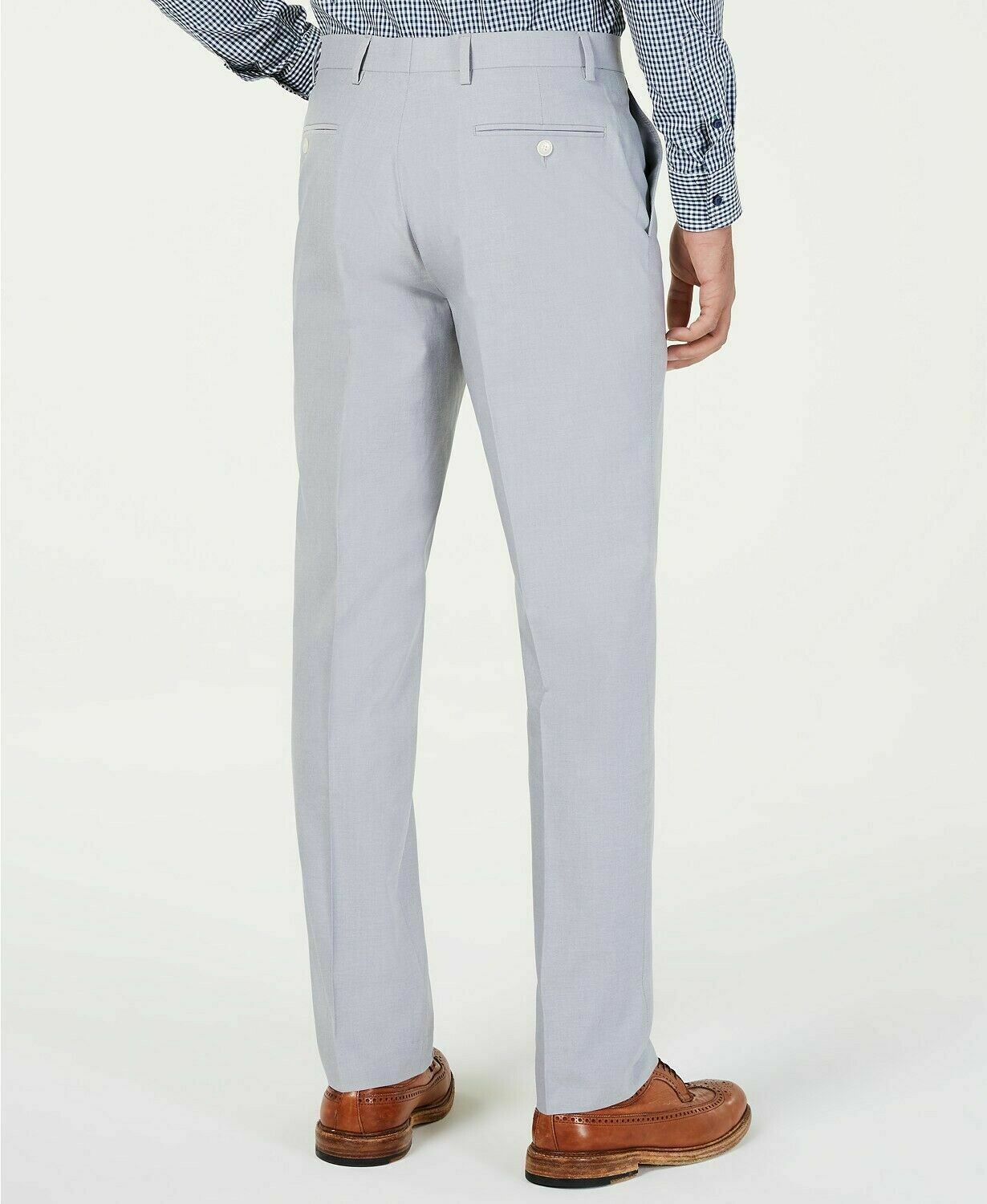 Tommy Hilfiger Modern-Fit Stretch Light Gray Chambray Dress Pants 40 x 30