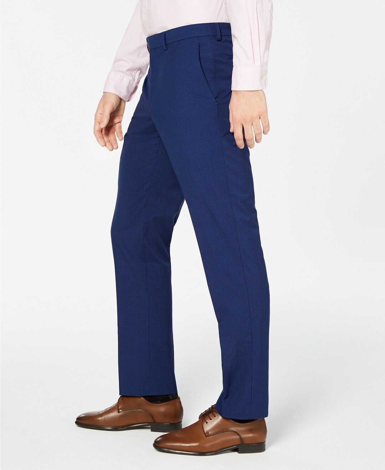 Vince Camuto Slim-Fit Wrinkle-Resistant Blue Check Dress Pants 30 x 30