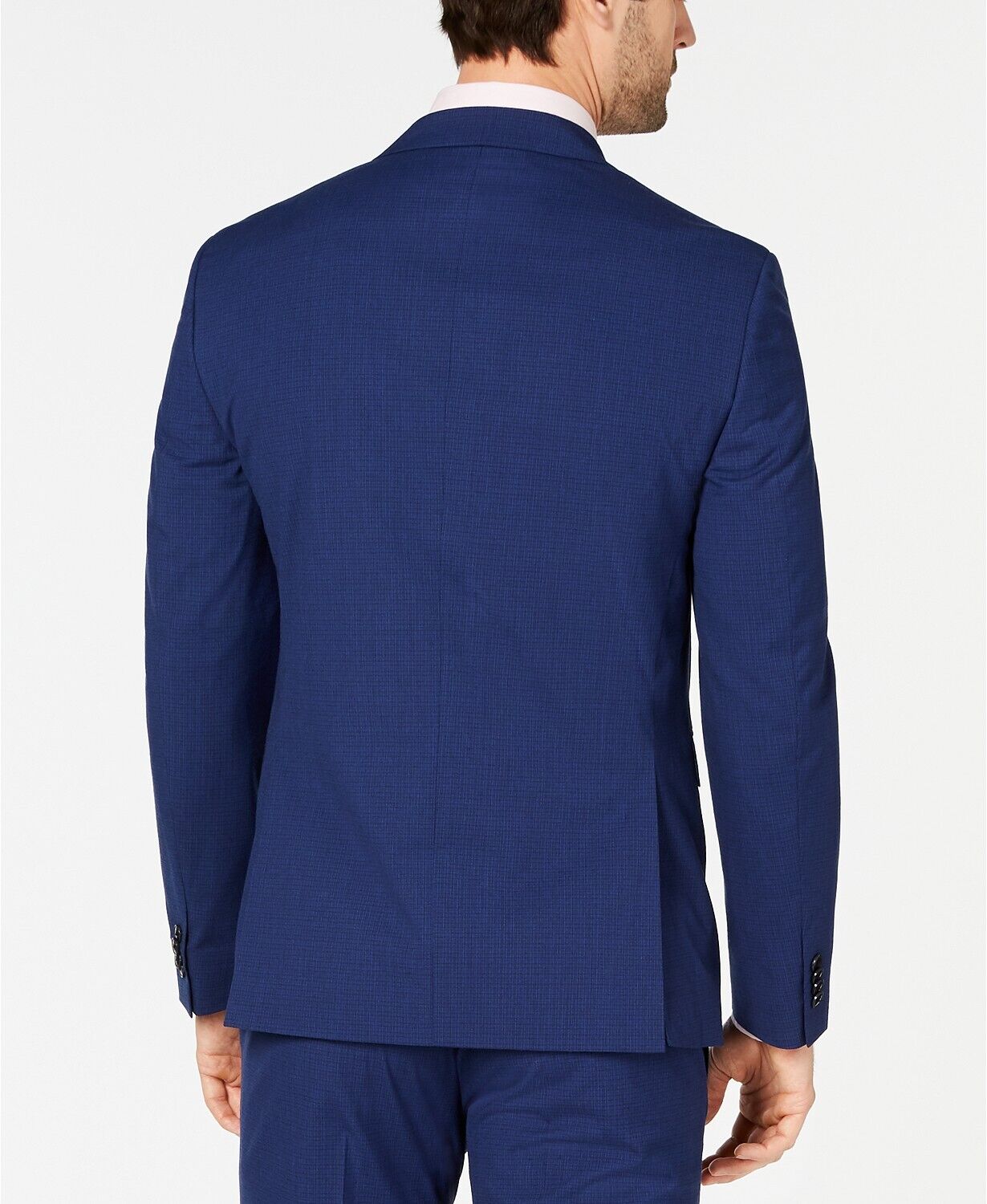 Vince Camuto Slim-Fit Stretch Wrinkle-Resistant Blue Check Suit Jacket 44S