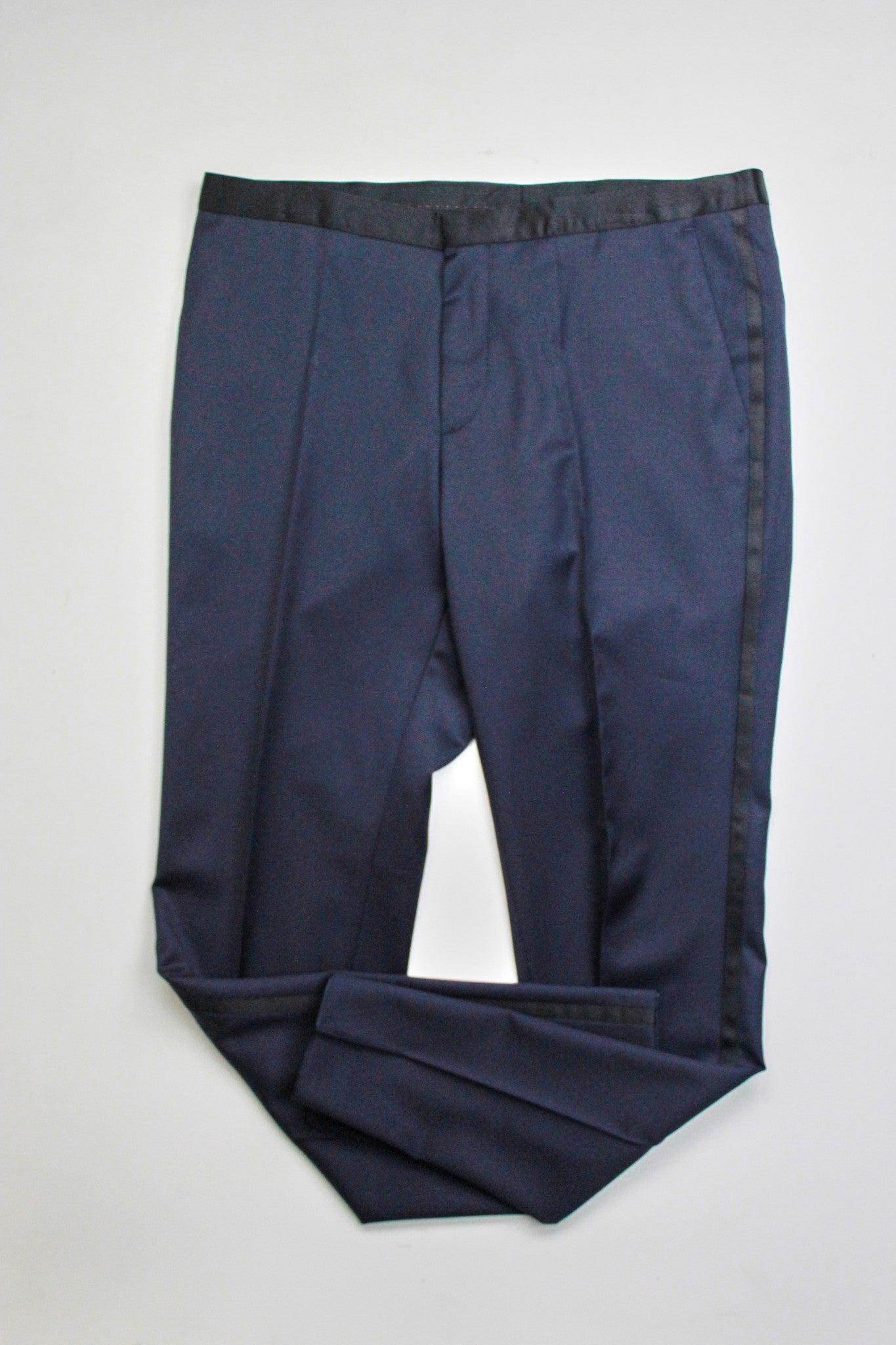 Hugo Boss Men Slim fit Tuxedo Pants 30 / 31 Navy Blue Solid Wool