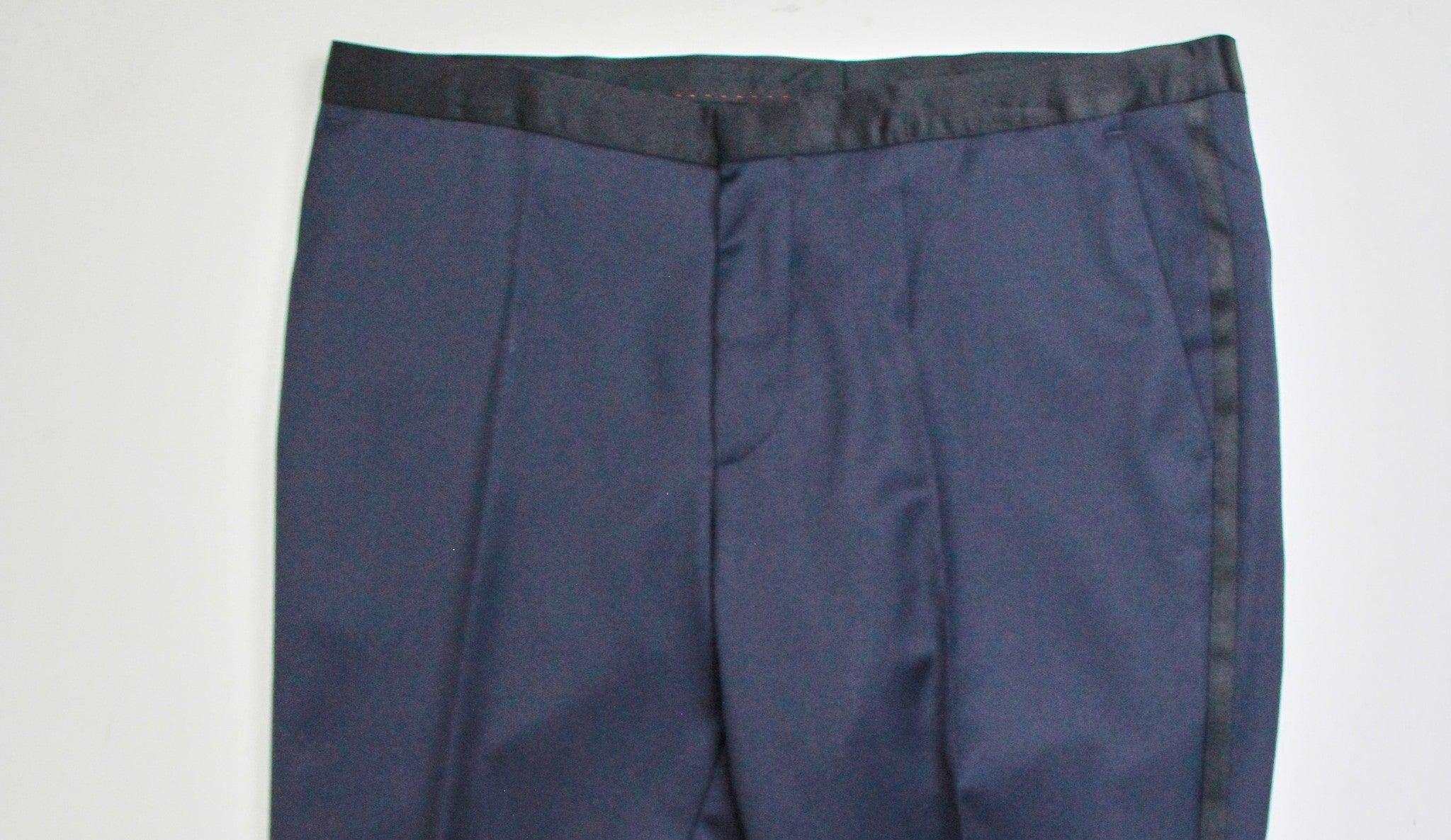 Hugo Boss Men Slim fit Tuxedo Pants 30 / 31 Navy Blue Solid Wool