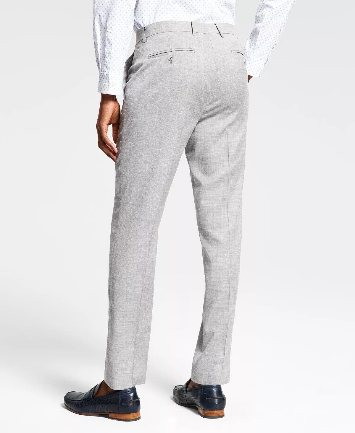 Alfani Men's Suit Dress Pants 40 X 32 Grey Slim-Fit Solid Knit