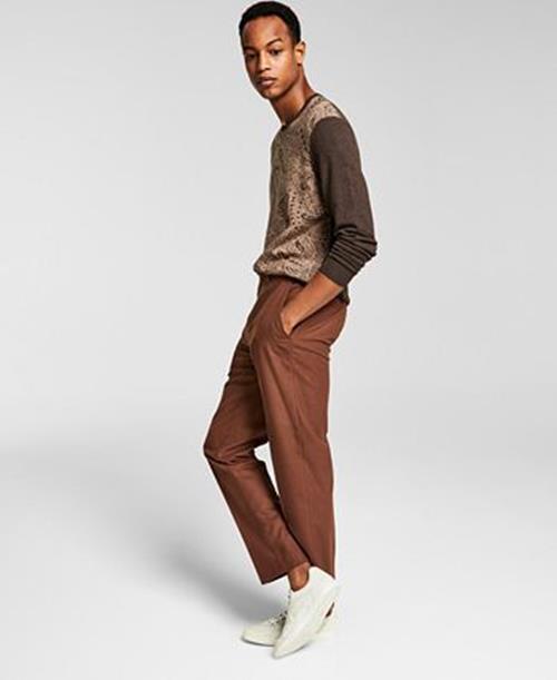 Alfani Men's Slim-Fit Solid Dress Pants 30 X 30 Vicuna Brown