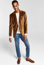 Alfani Men's Slim-Fit Solid Velvet Blazer 36R Gold Sport Coat