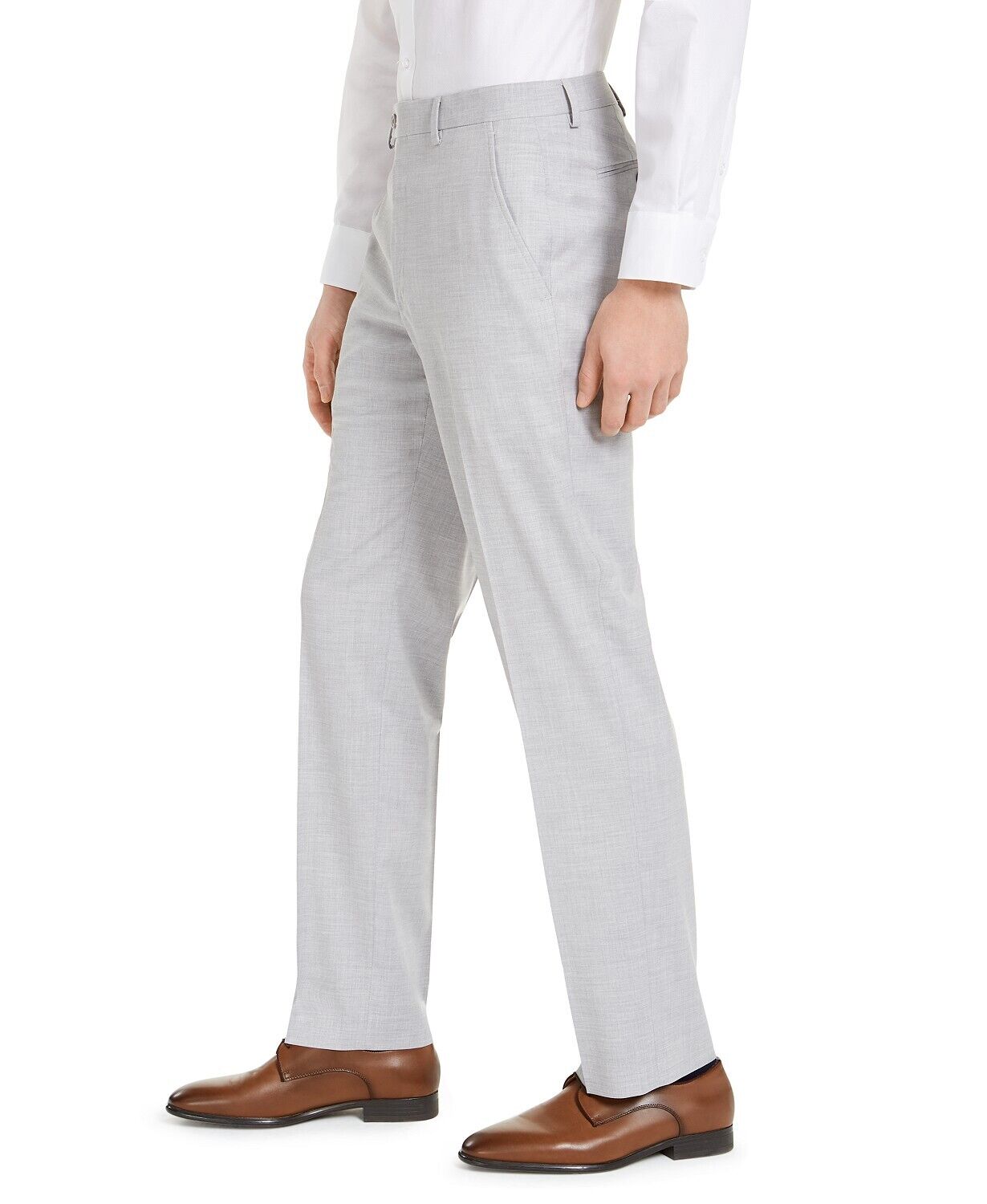 Alfani Men's Slim-Fit Stretch Light Grey Dress Pants 30 x 32 Flat Front