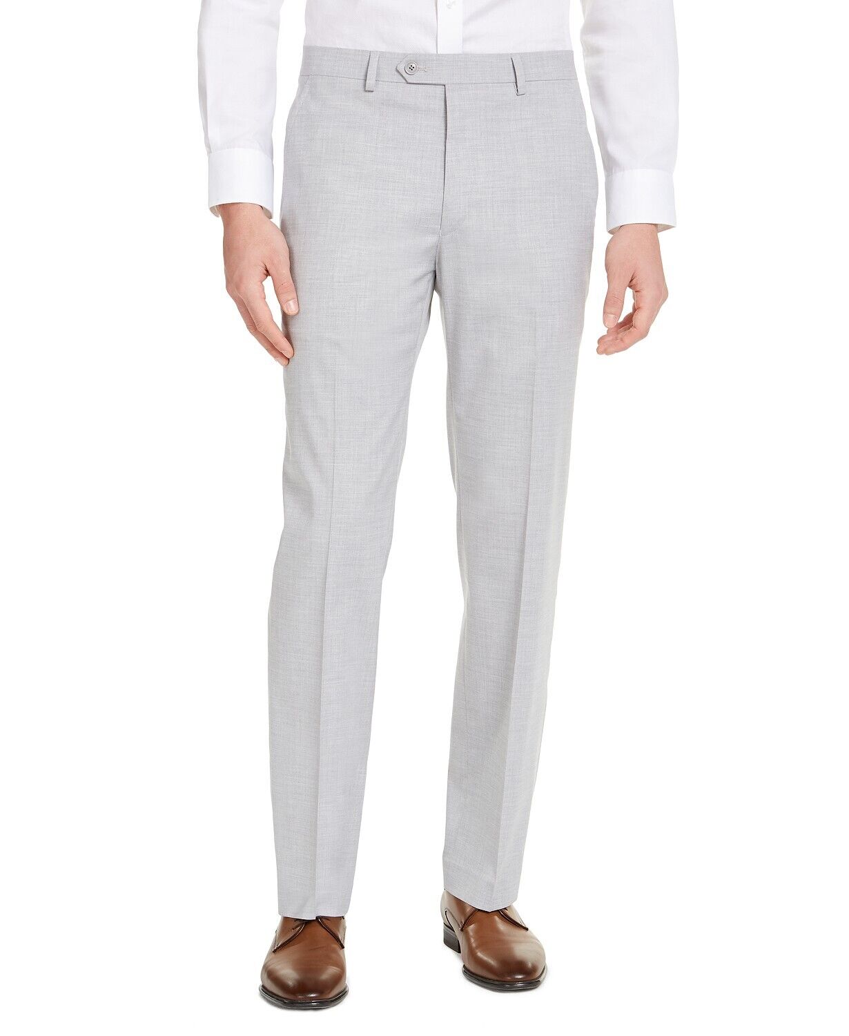 Alfani Men's Slim-Fit Stretch Light Grey Dress Pants 30 x 32 Flat Front