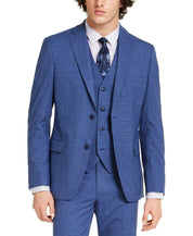 Alfani Men's Slim-Fit Stretch Mid Blue Plaid Suit Jacket 38S