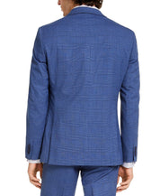 Alfani Men's Slim-Fit Stretch Mid Blue Plaid Suit Jacket 38S