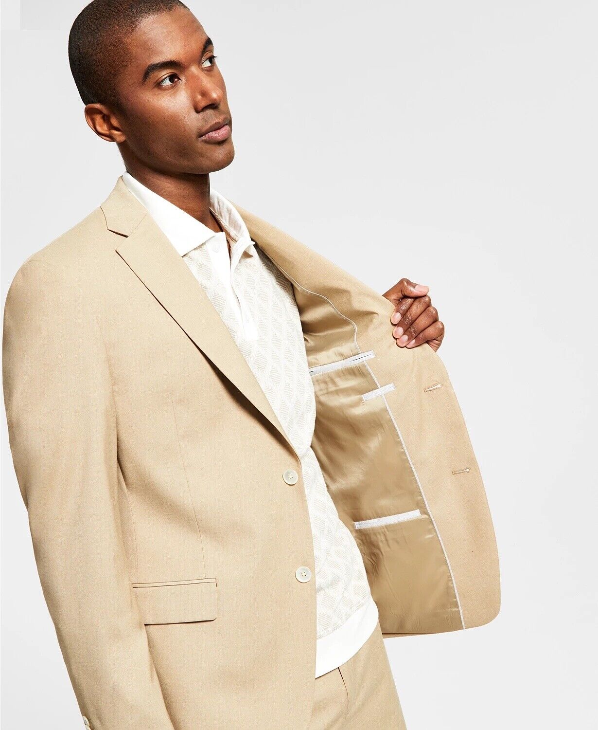 Alfani Men's Suit Jacket Caramel Brown 36S Slim-Fit Stretch Solid